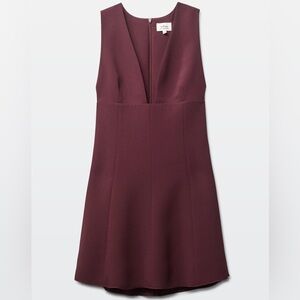 ARITZIA X WILFRED Montbrun Deep V Burgundy Dress Size 2